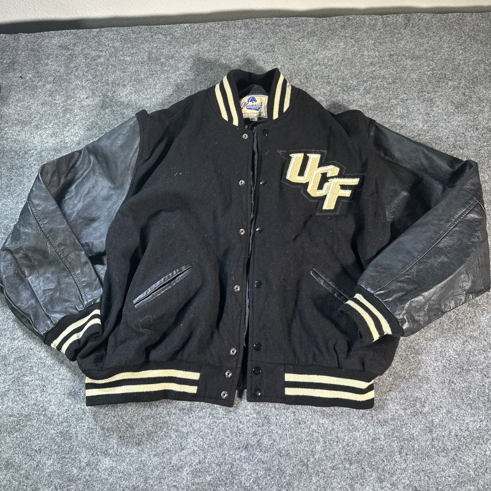 UCF Knights Varsity Letterman Jacket Leather Sleeve Men's 2XL Vintage